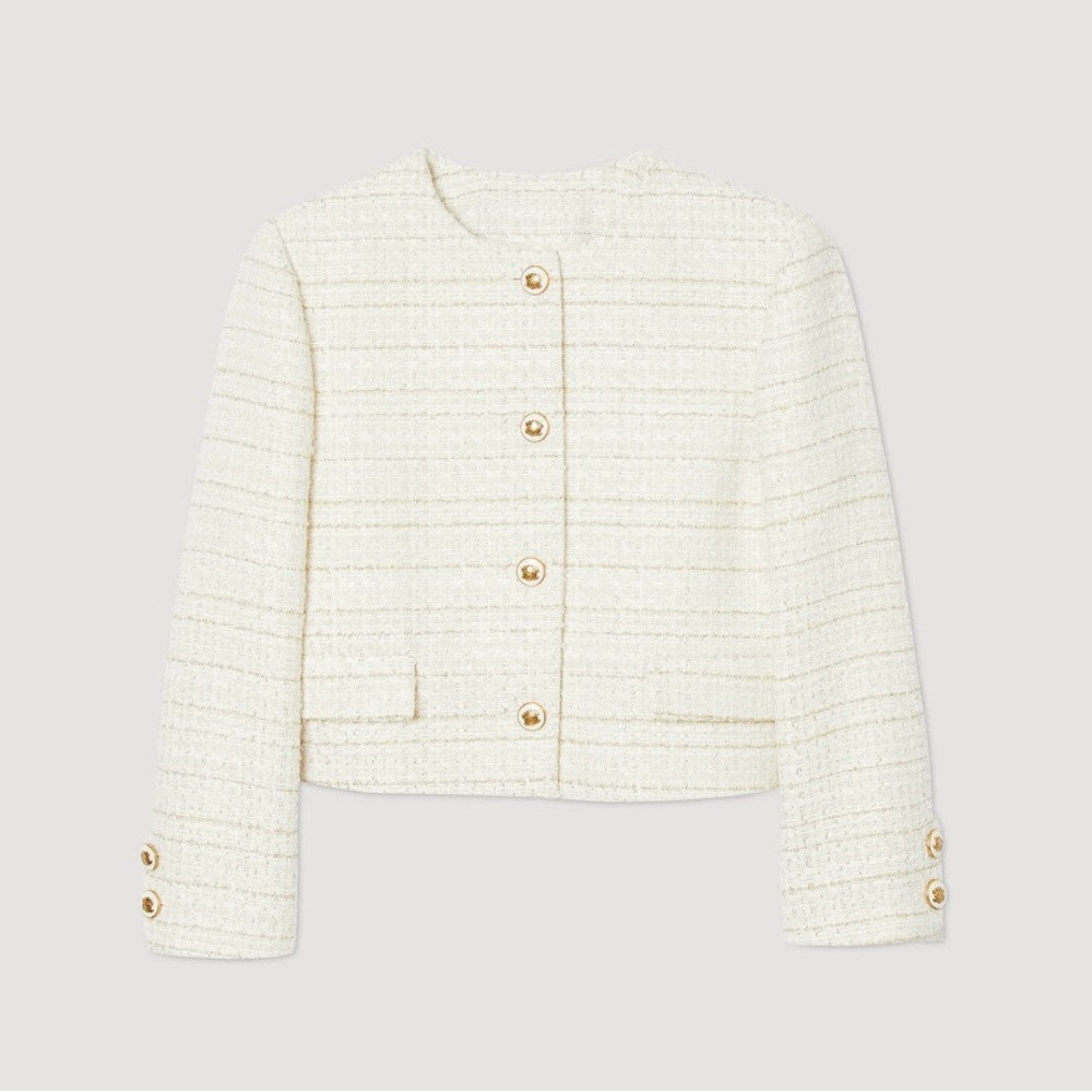 Sandro Cream Textured Blazer